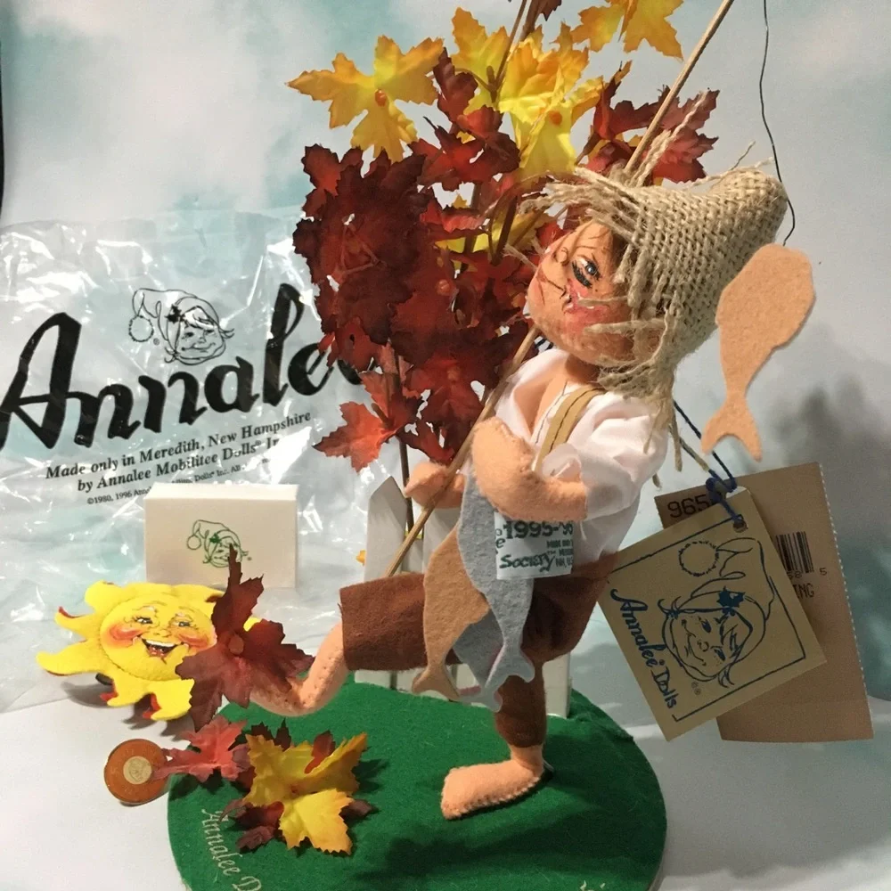 Annalee Fall Fisherman Doll with Orange, Yellow, Red and Green Accents